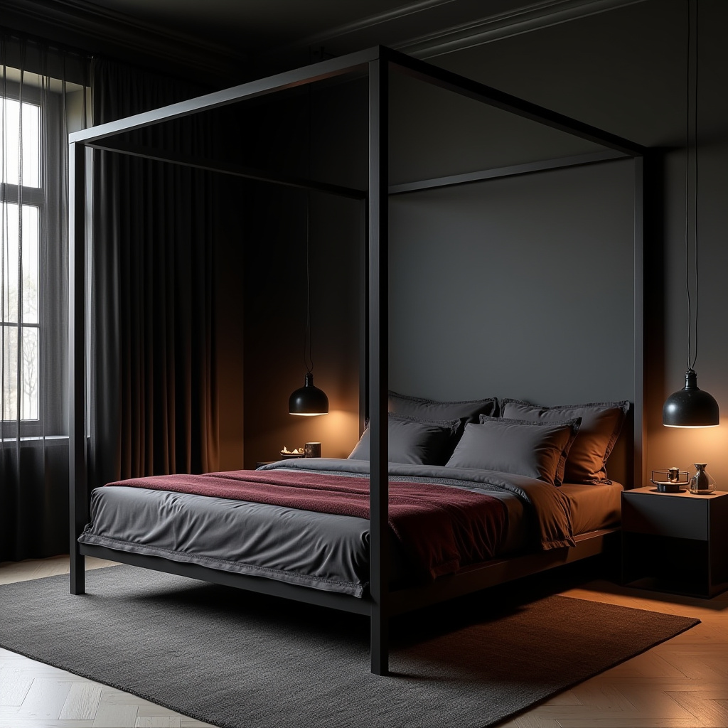 Dark Minimalist Bedroom 8