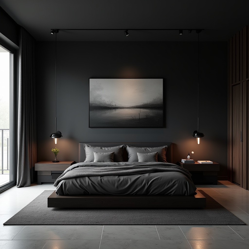 Dark Minimalist Bedroom 9