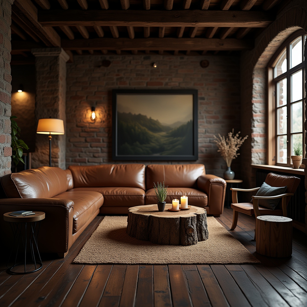 Dark Rustic Living Room 16