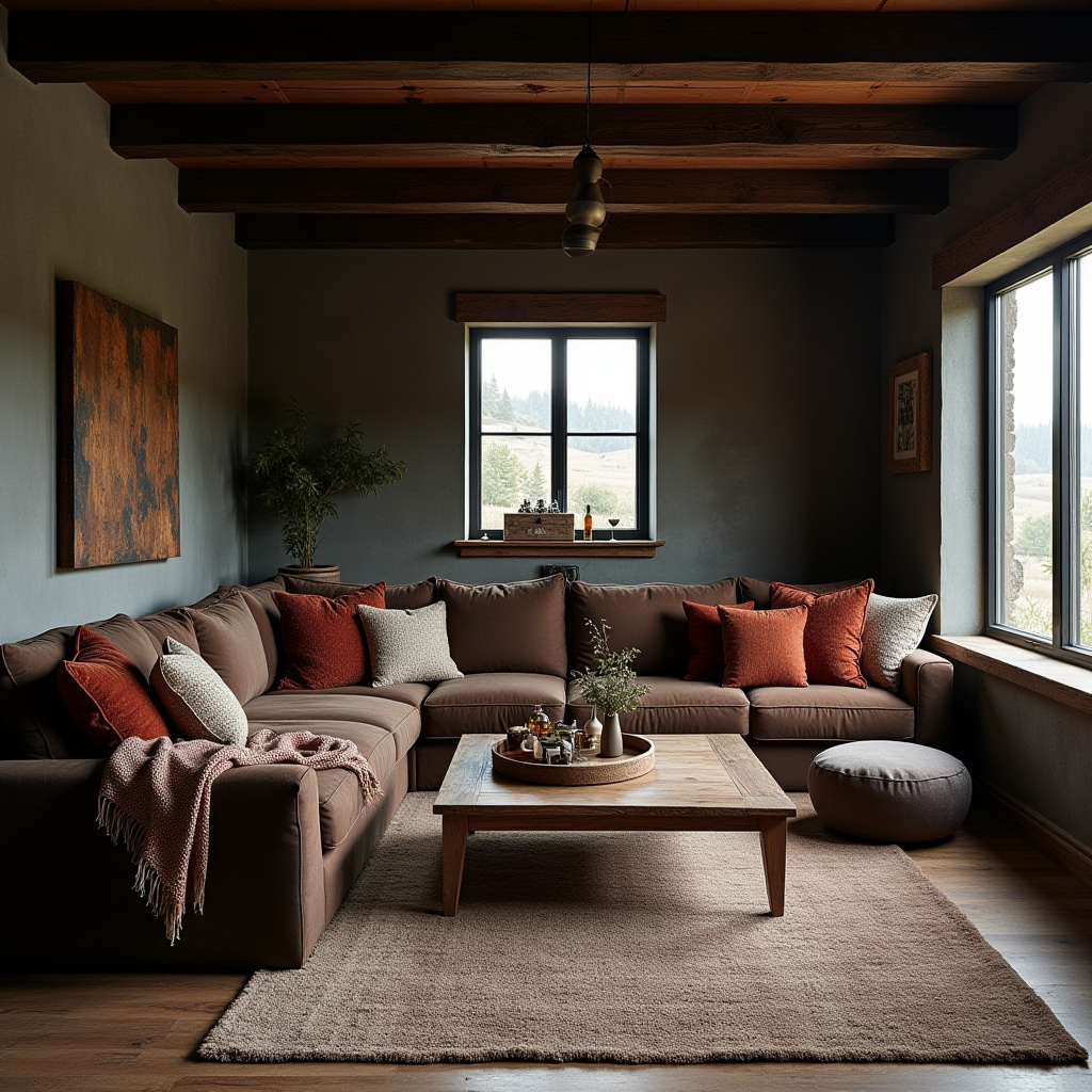 Dark Rustic Living Room 17