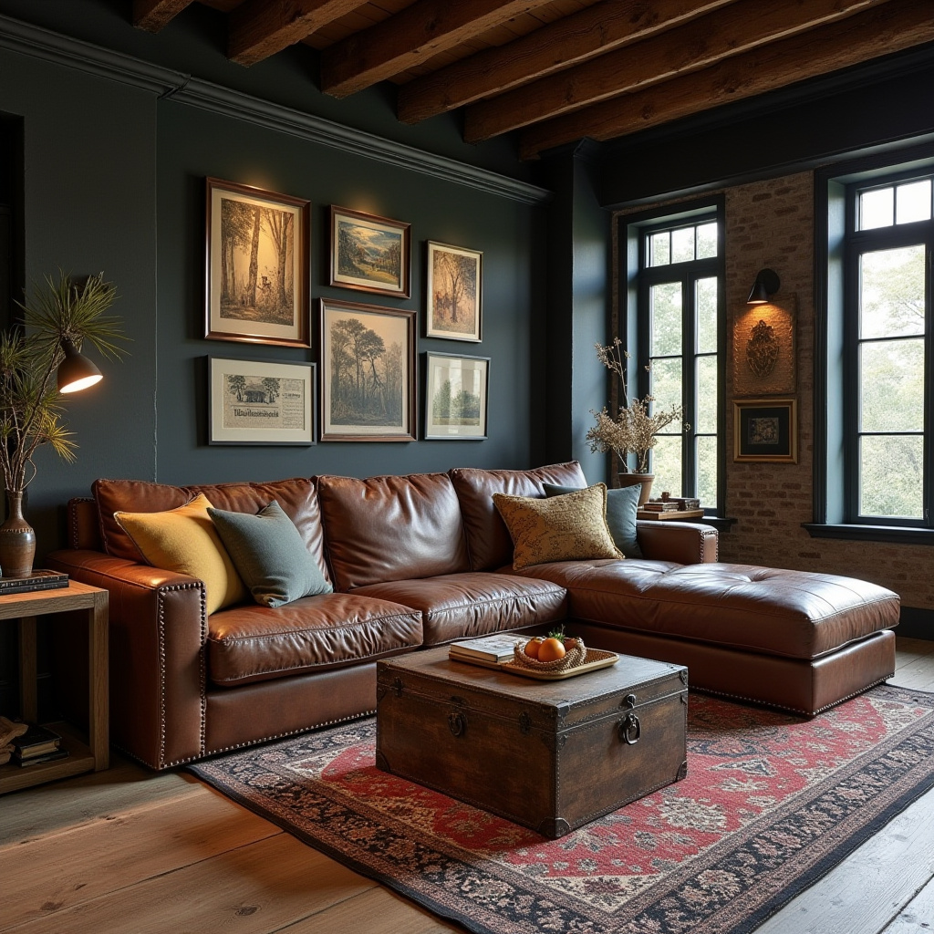 Dark Rustic Living Room 19