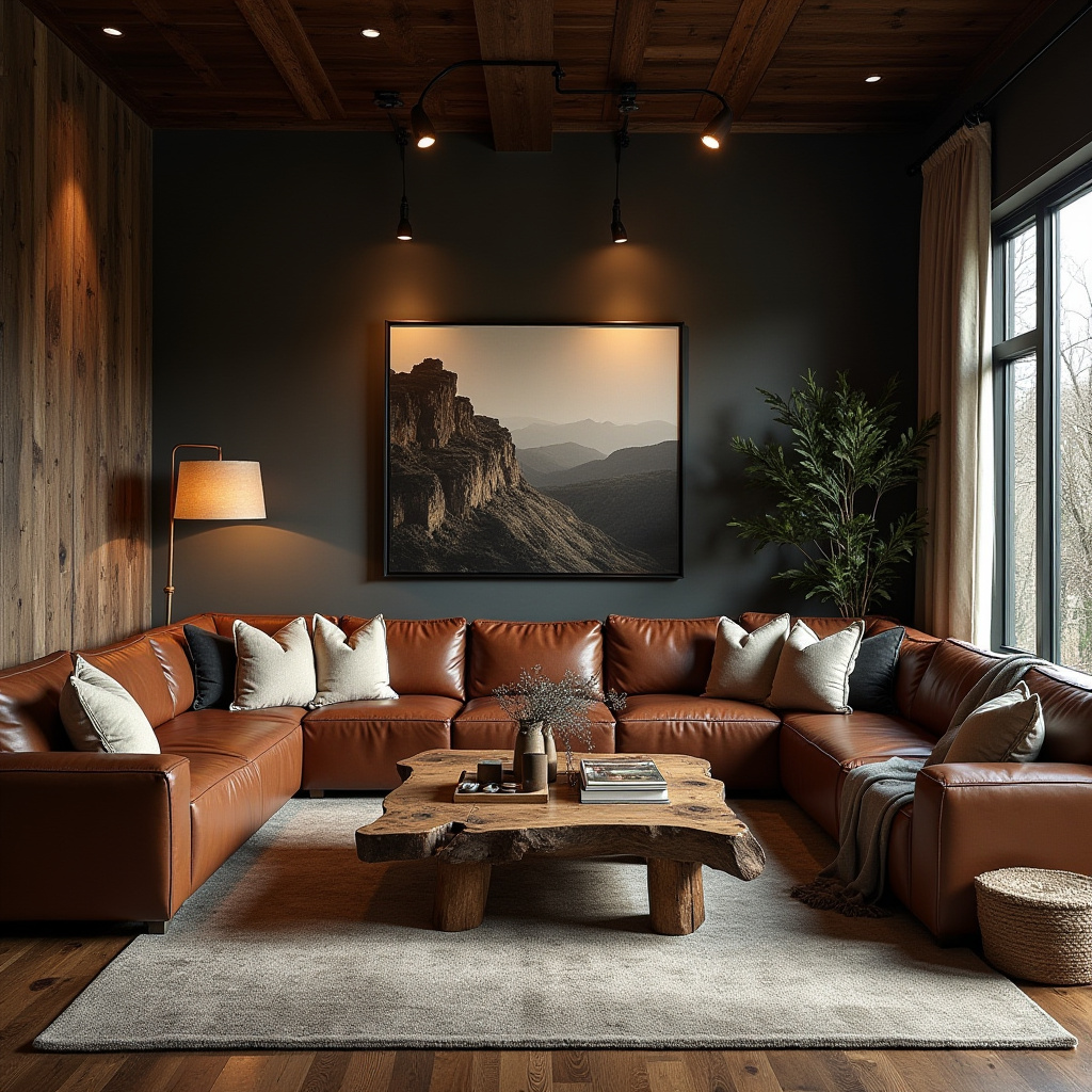 Dark Rustic Living Room 25