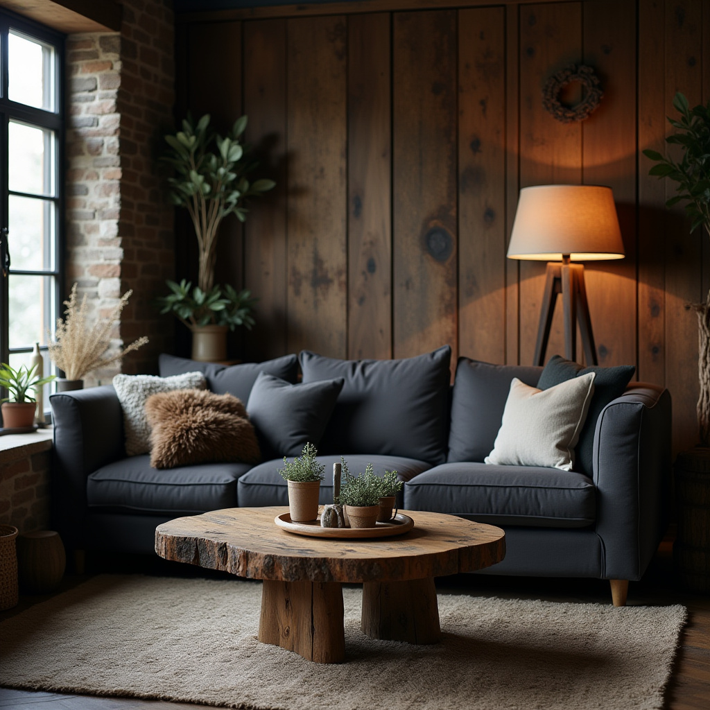 Dark Rustic Living Room 26