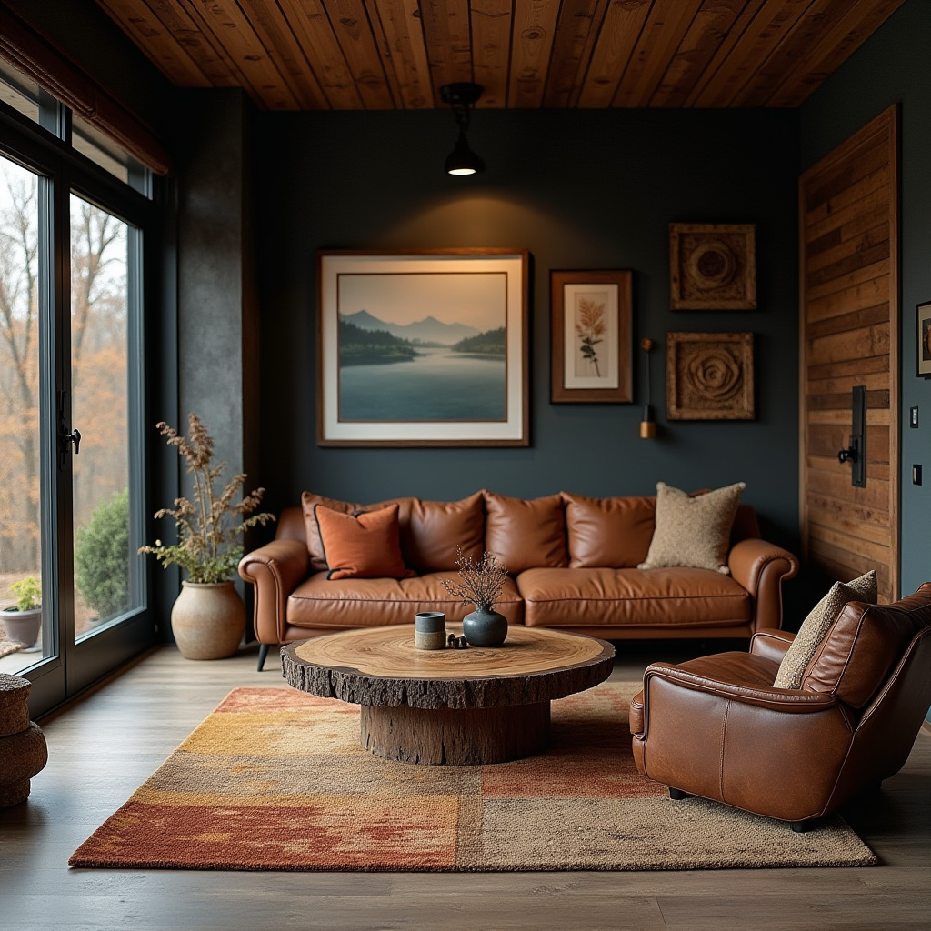 Dark Rustic Living Room 27