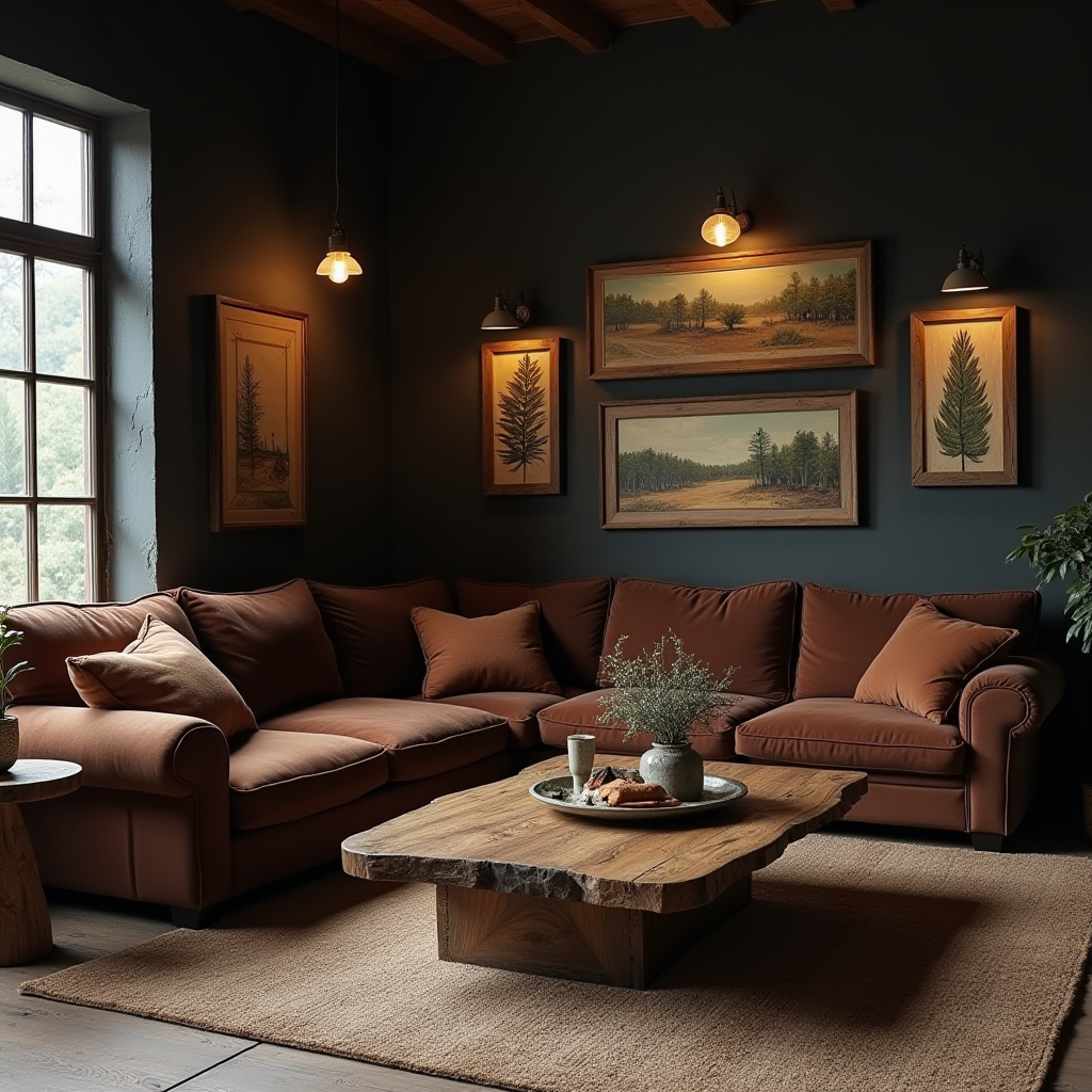 Dark Rustic Living Room 28