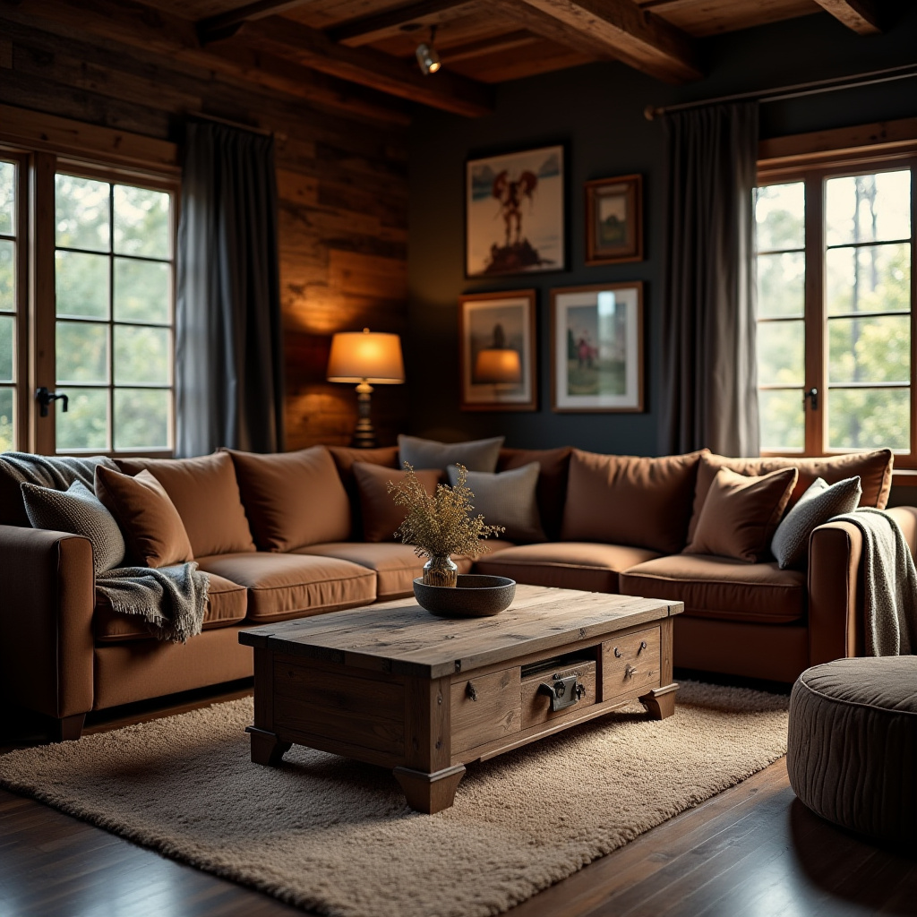 Dark Rustic Living Room 30