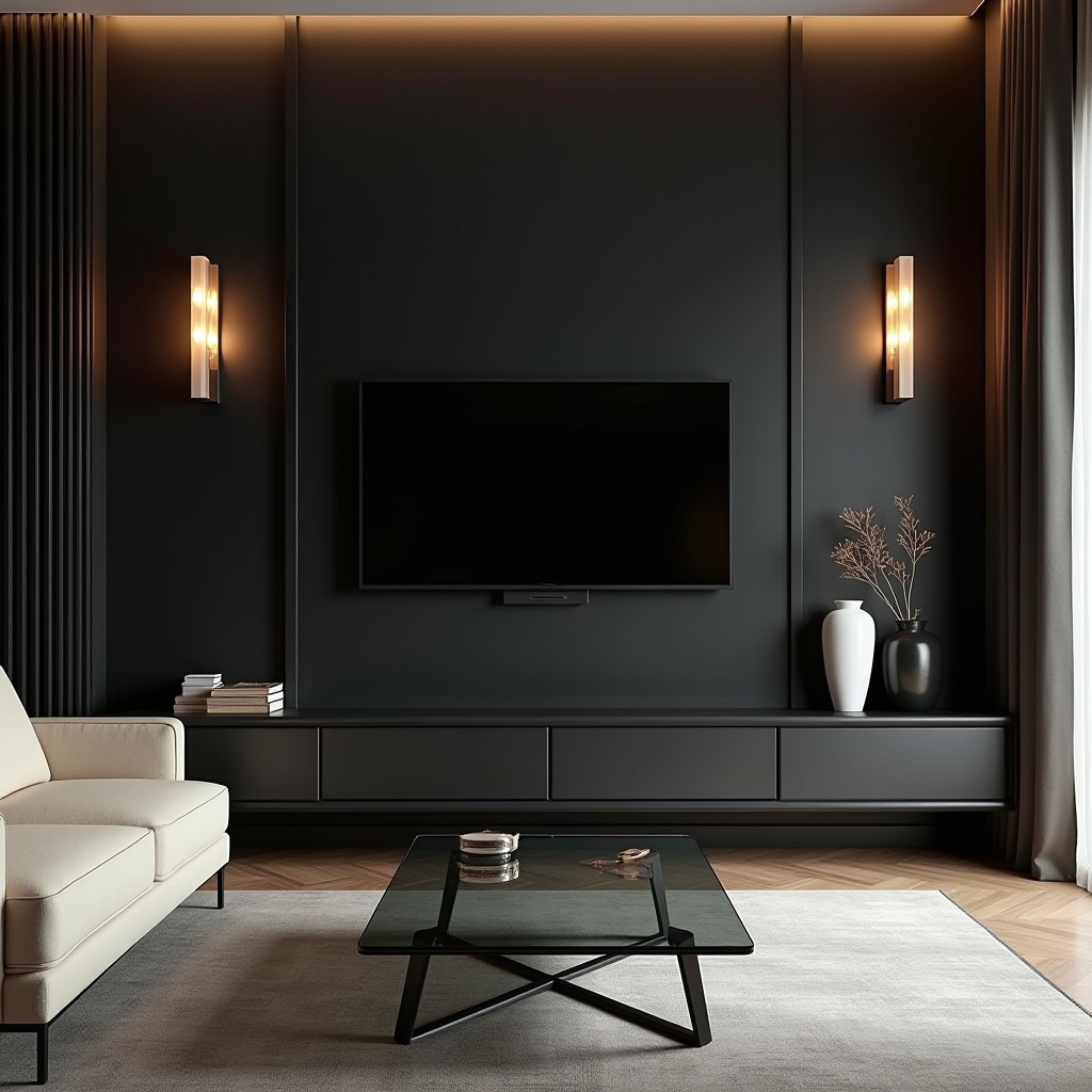 Dark Tv Wall Living Room 12