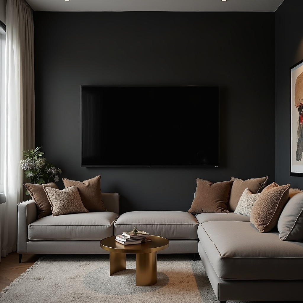 Dark Tv Wall Living Room 15