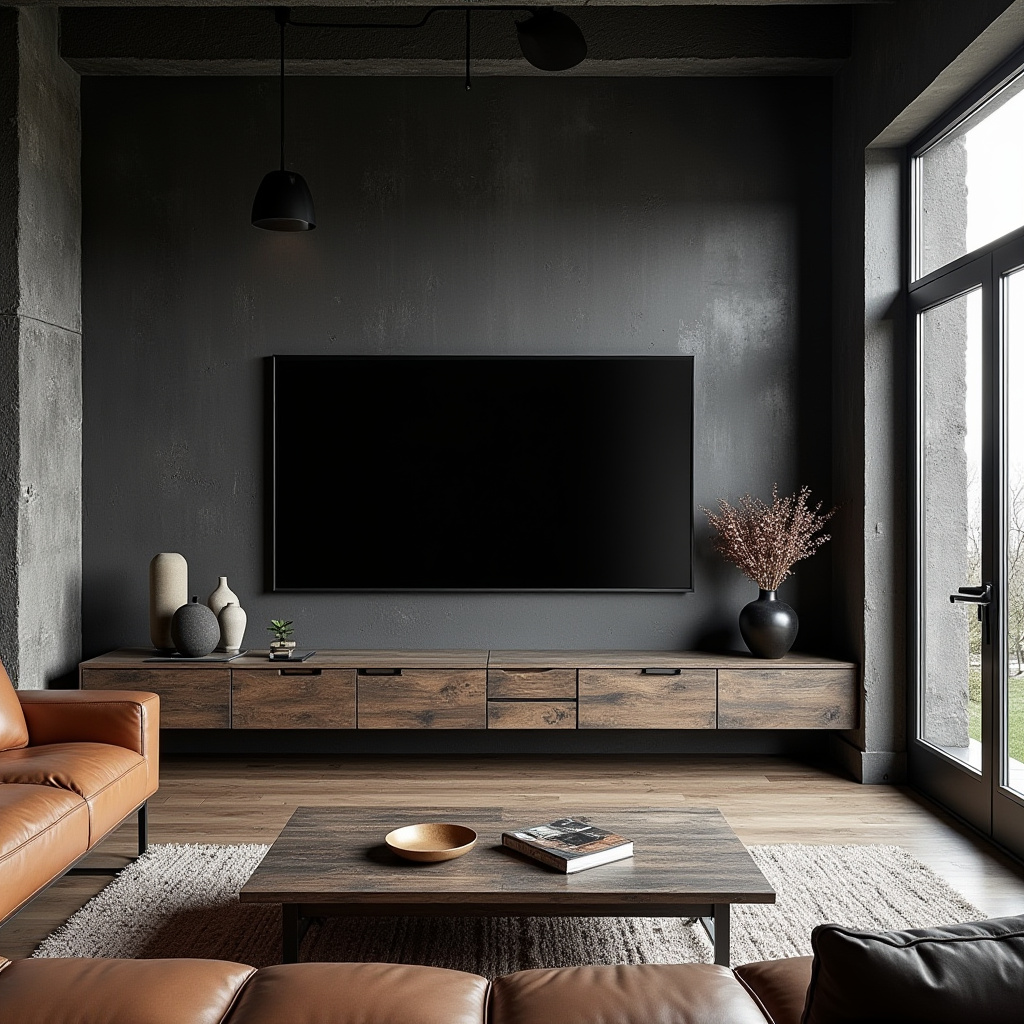 Dark Tv Wall Living Room 16