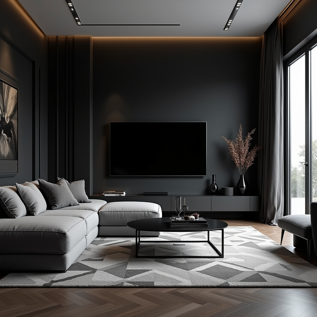 Dark Tv Wall Living Room 3