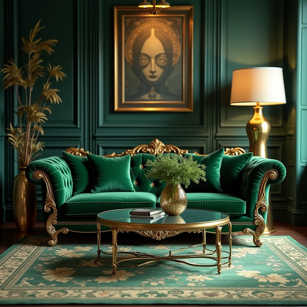 Green And Gold Living Room 10