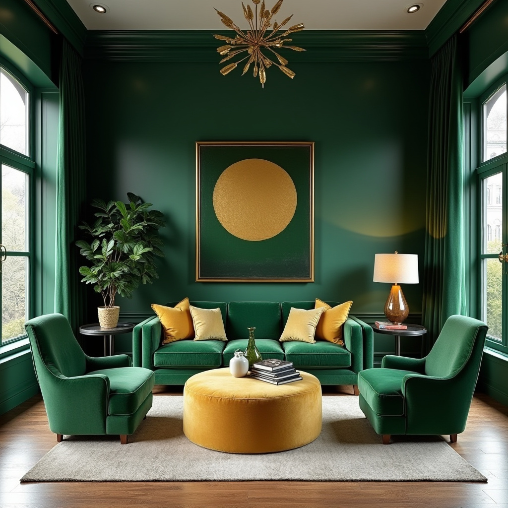 Green And Gold Living Room 12