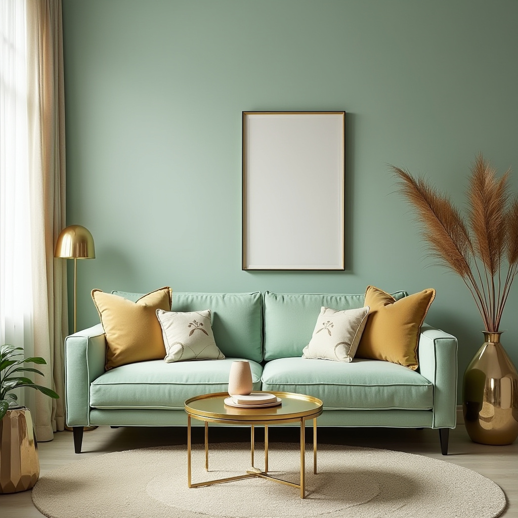 Green And Gold Living Room 13