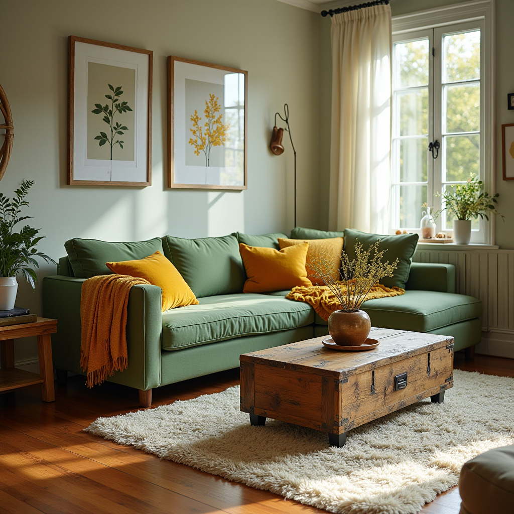Green And Gold Living Room 14