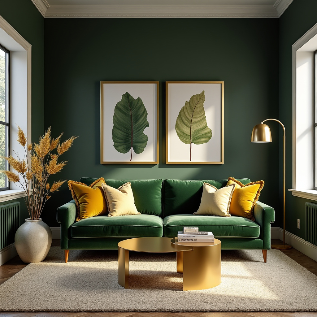Green And Gold Living Room 16