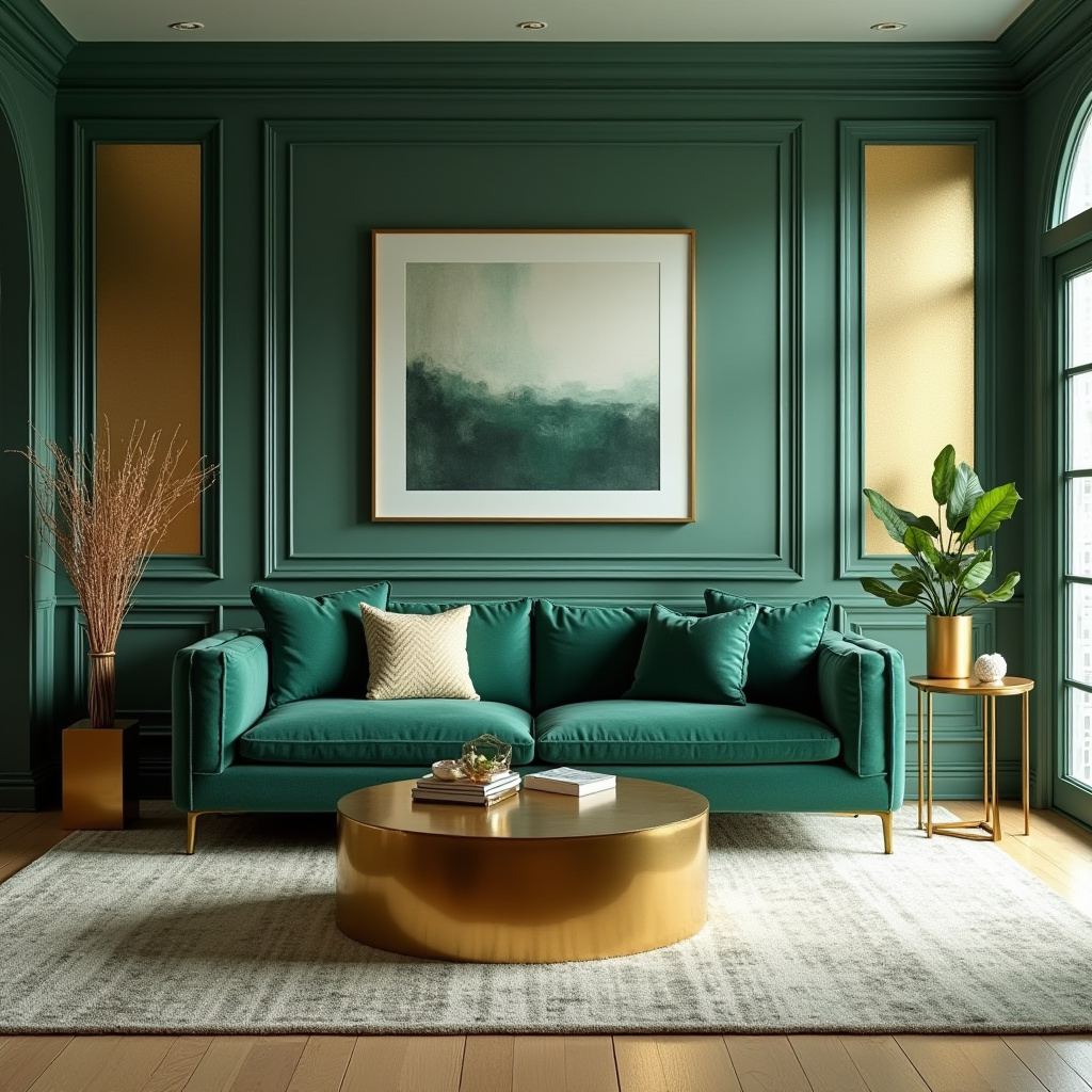 Green And Gold Living Room 18