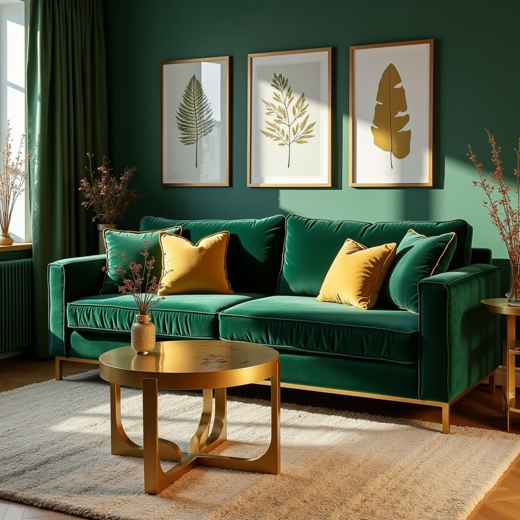 Green And Gold Living Room 20