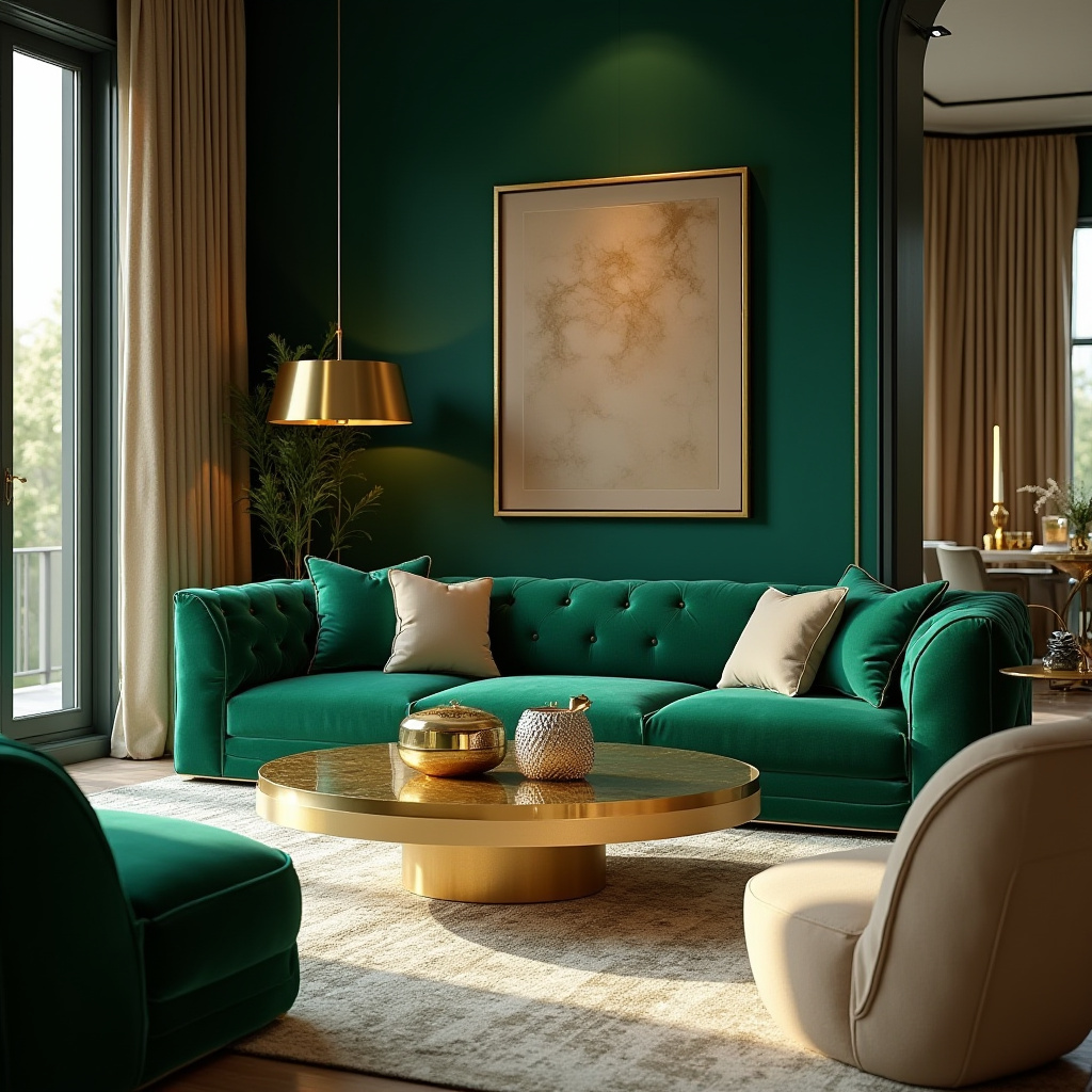 Green And Gold Living Room 21
