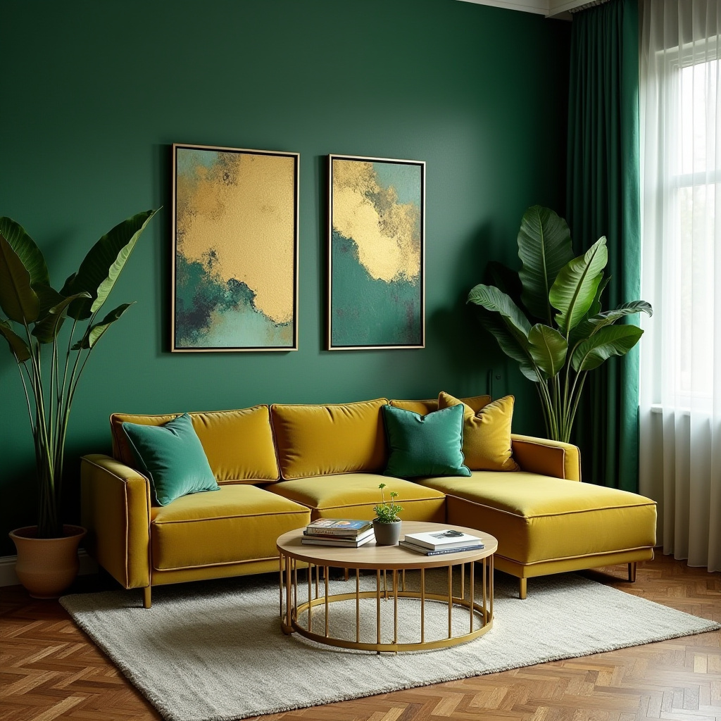 Green And Gold Living Room 23
