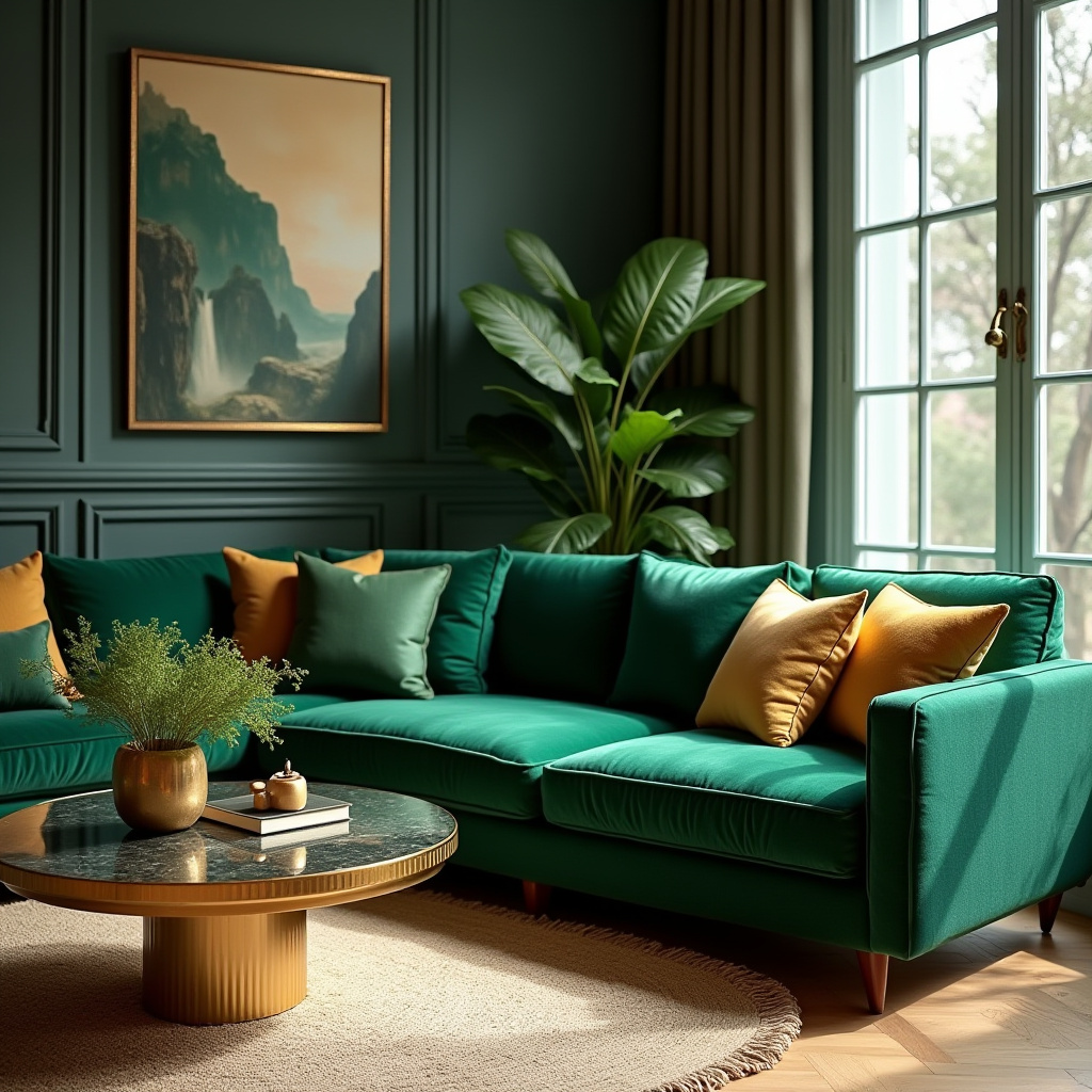 Green And Gold Living Room 26