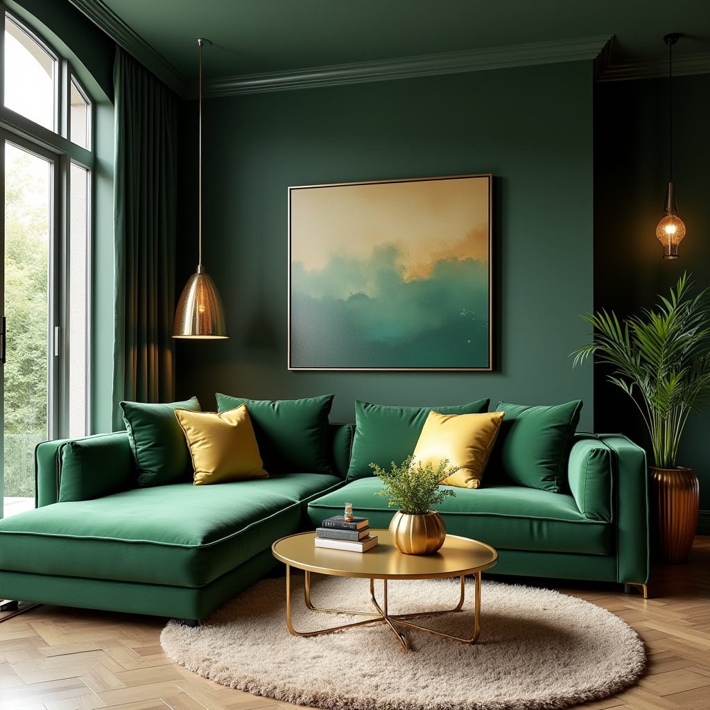 Green And Gold Living Room 28