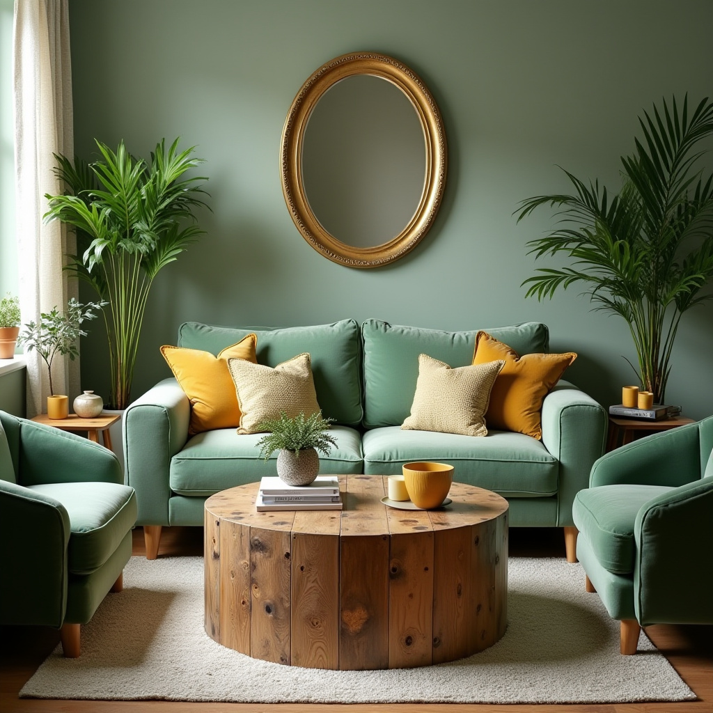 Green And Gold Living Room 29