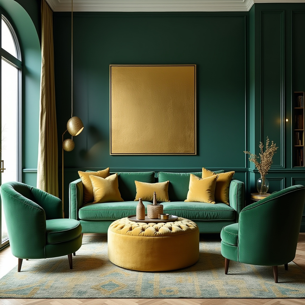 Green And Gold Living Room 30