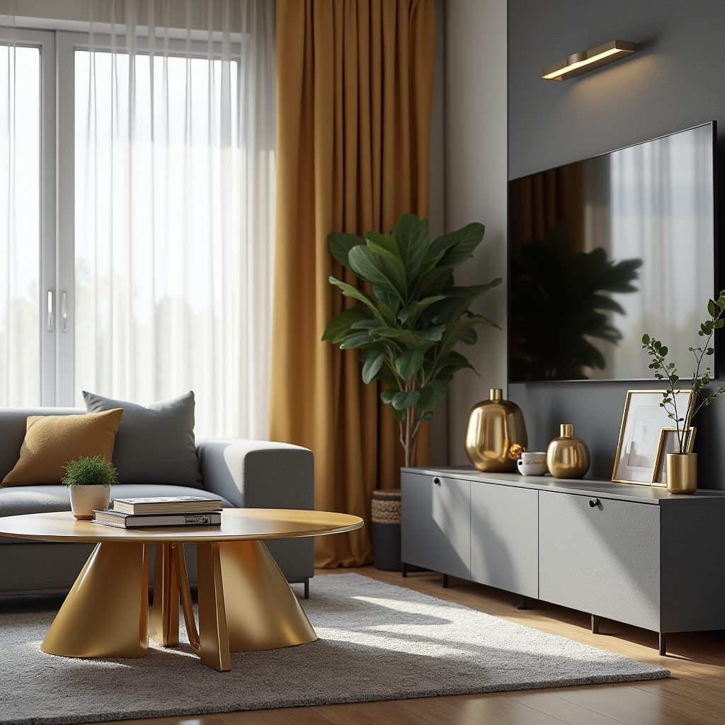 Grey And Gold Living Room 10