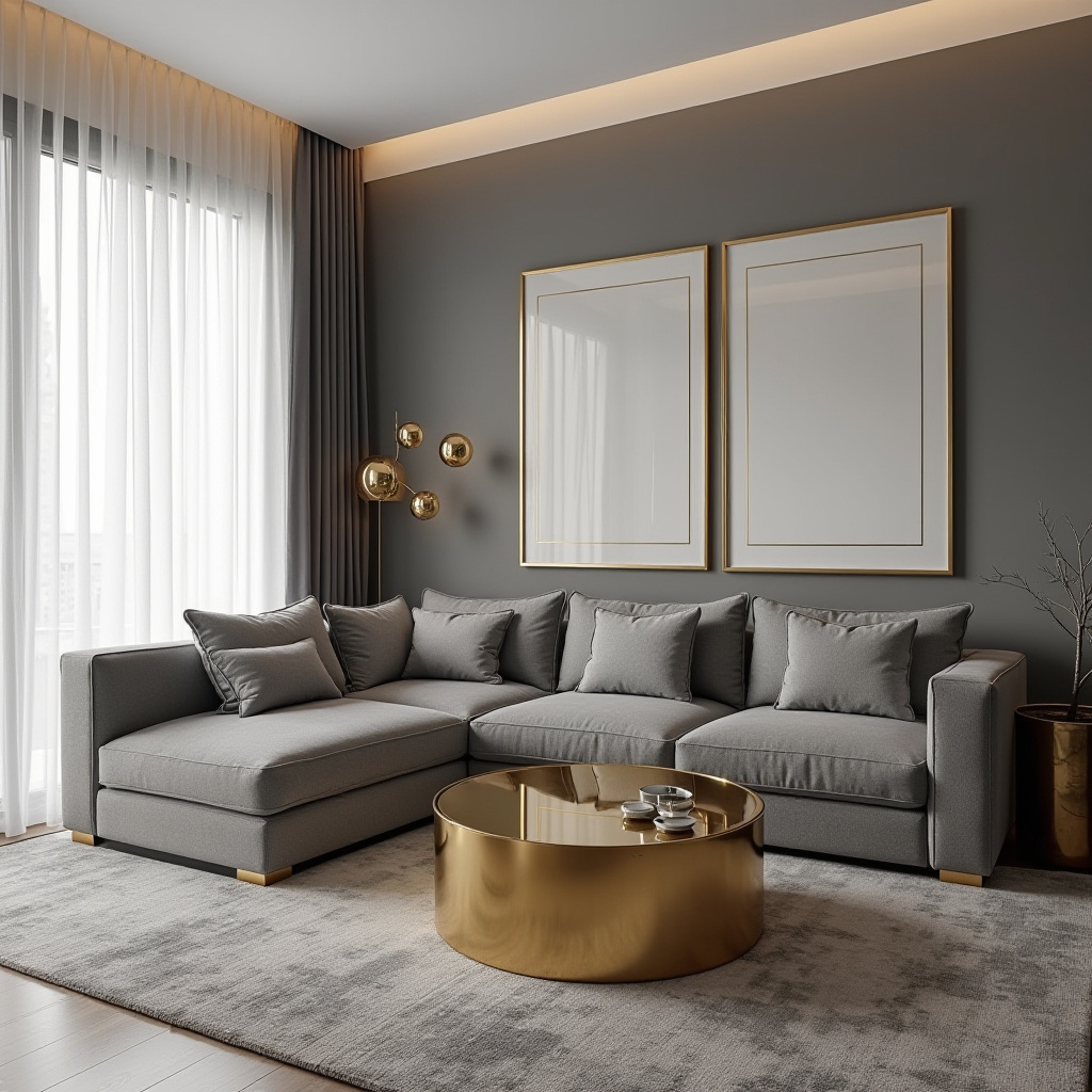 Grey And Gold Living Room 23