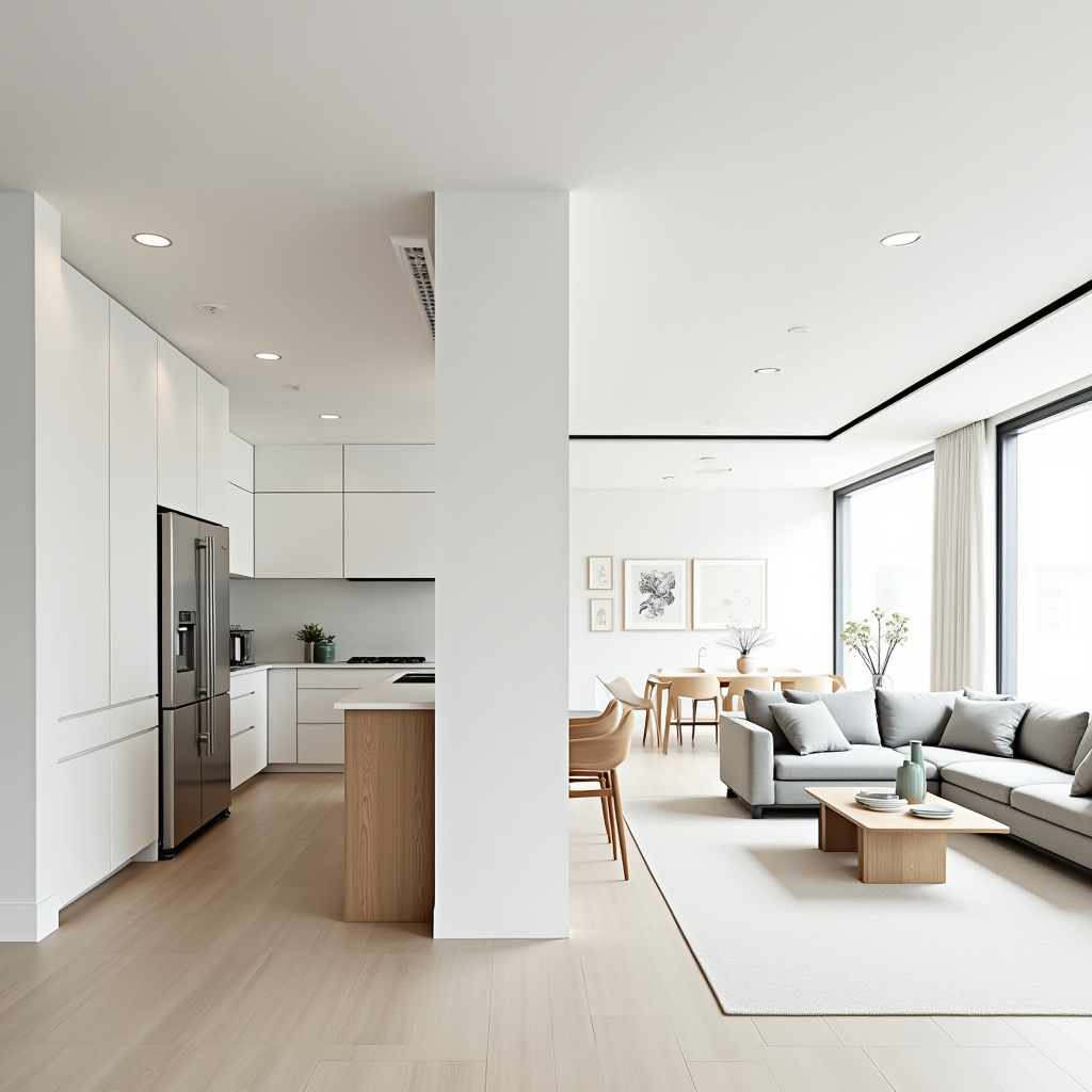 Half Wall Kitchen Living Room 15