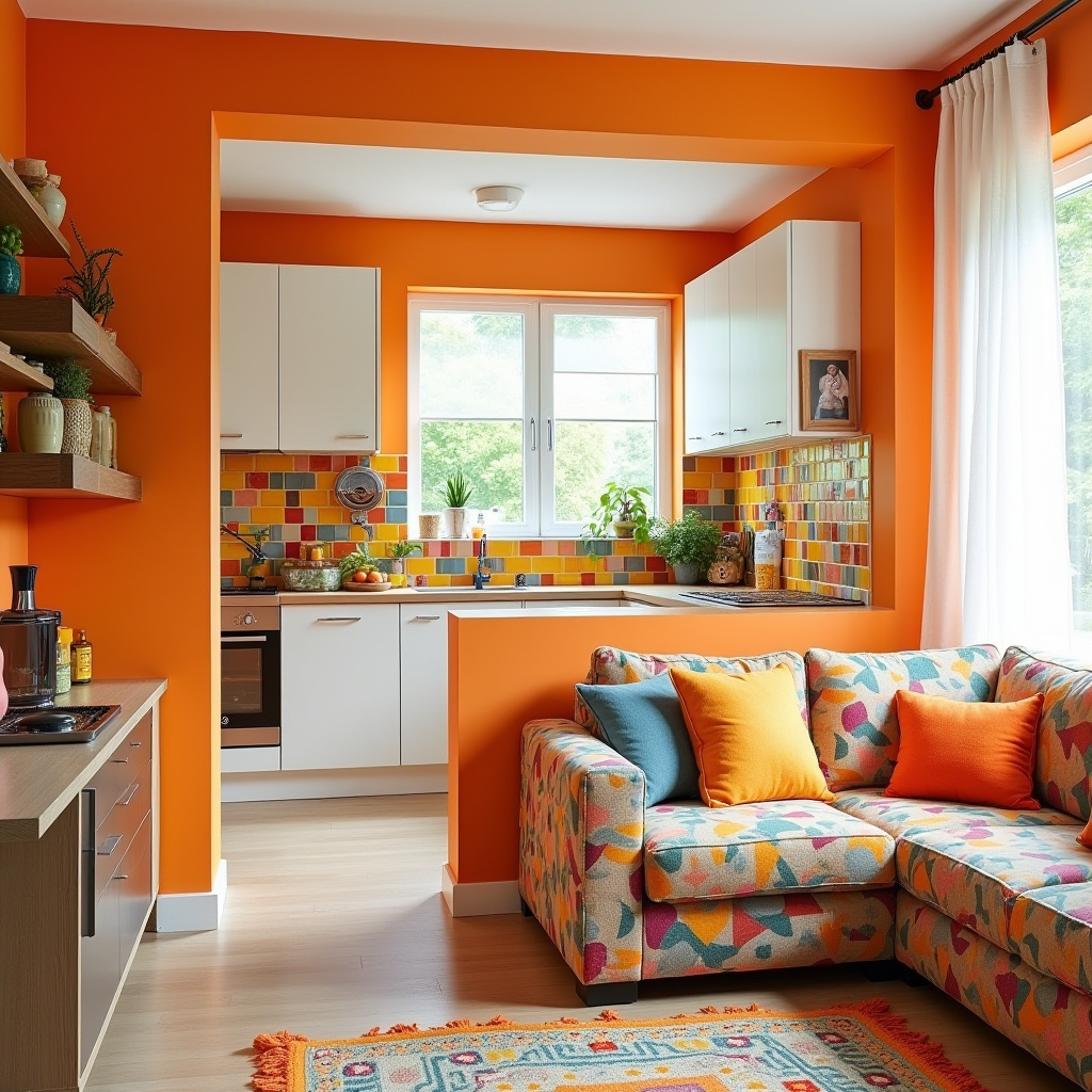 Half Wall Kitchen Living Room 16