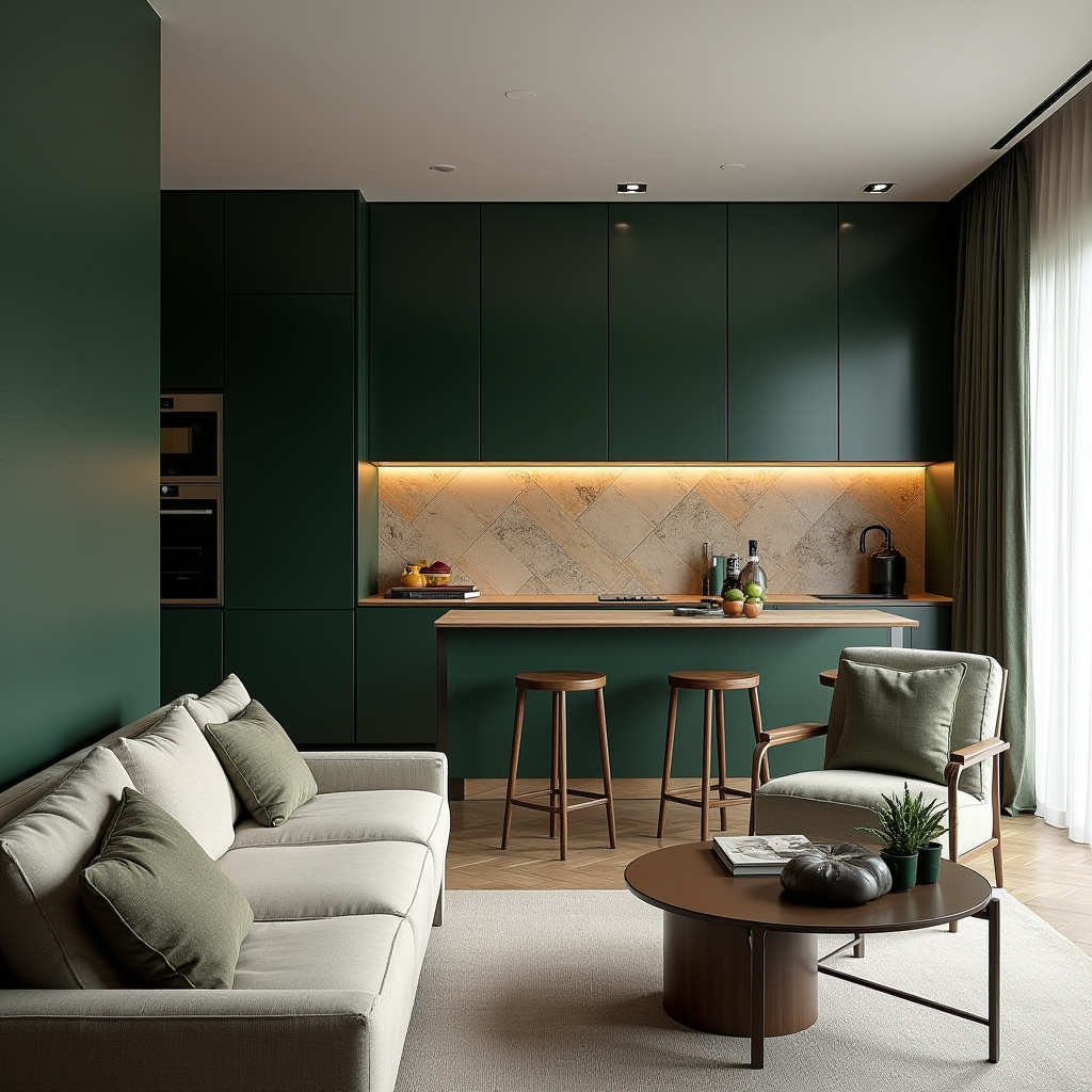 Half Wall Kitchen Living Room 17