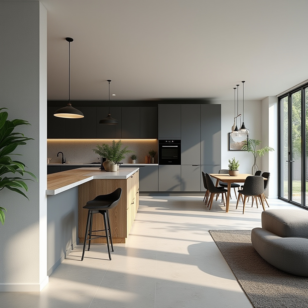 Half Wall Kitchen Living Room 19