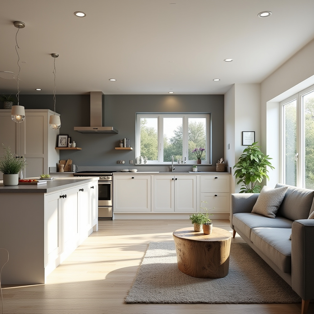 Half Wall Kitchen Living Room 22