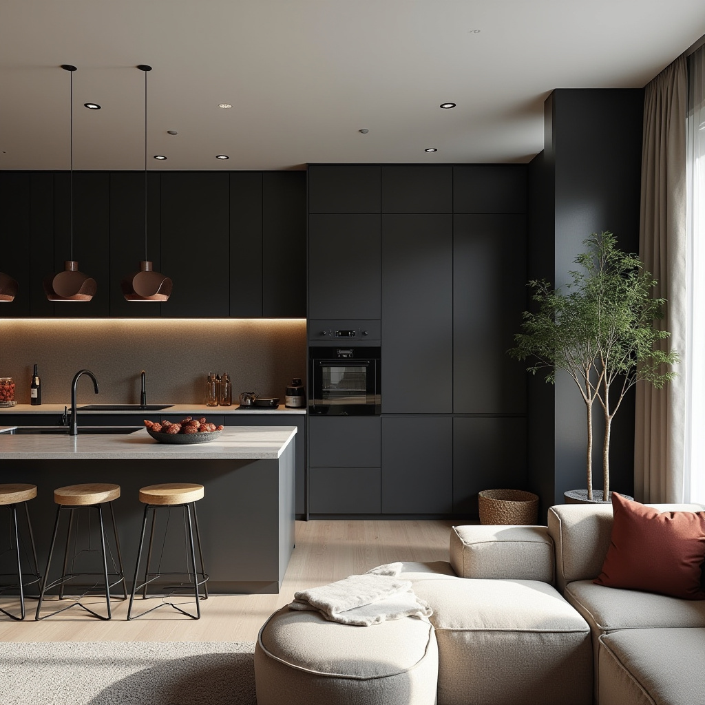 Half Wall Kitchen Living Room 23