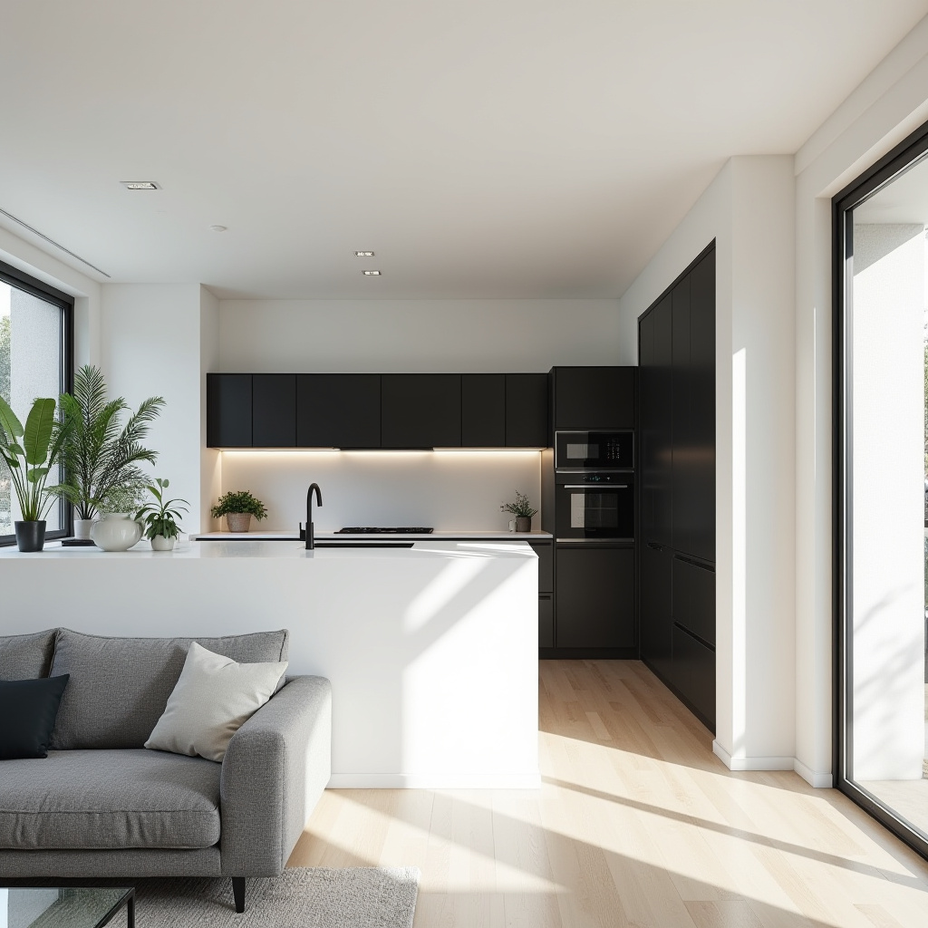 Half Wall Kitchen Living Room 7