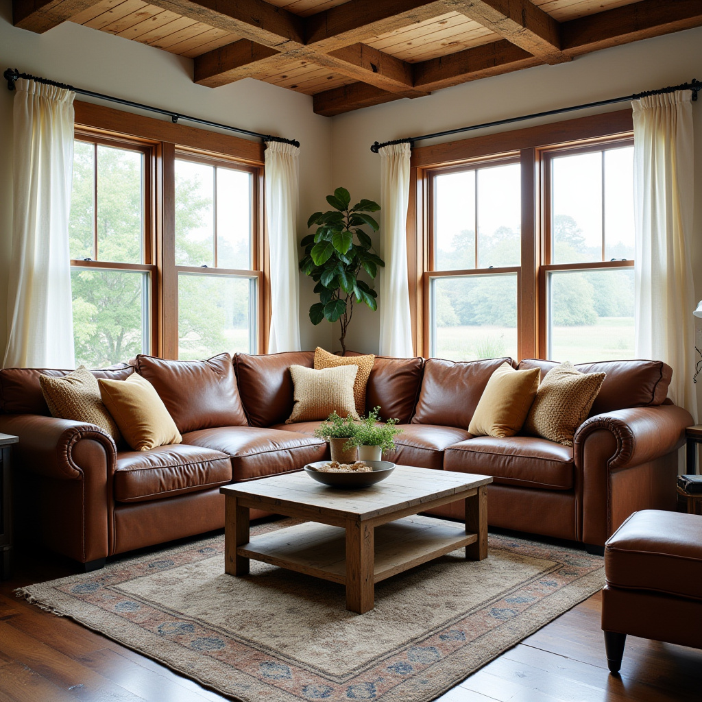 Leather Couch Living Room Farmhouse 1