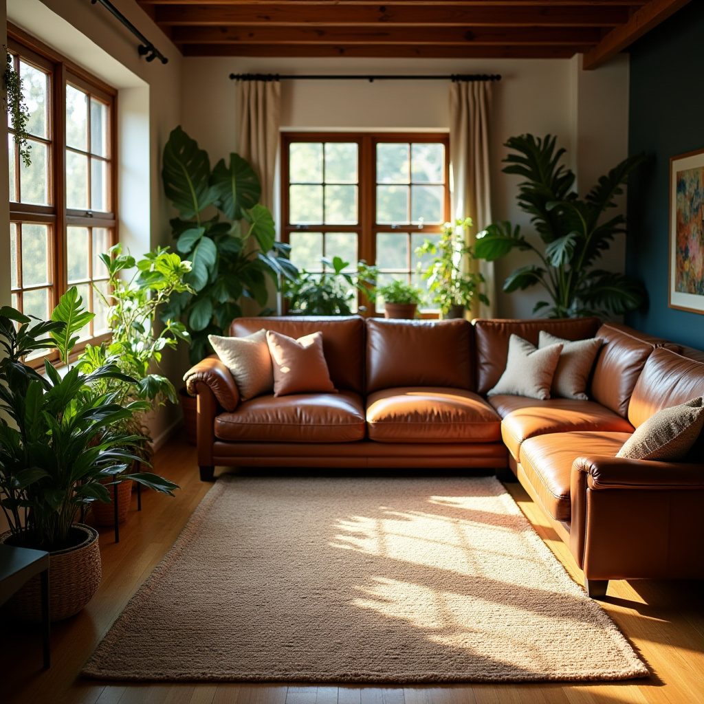 Leather Couch Living Room Farmhouse 18