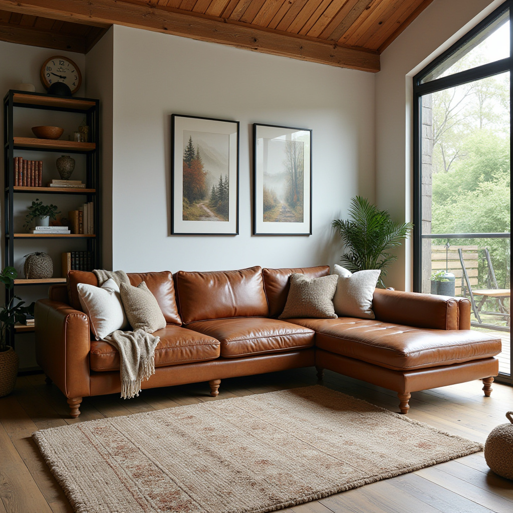 Leather Couch Living Room Farmhouse 20