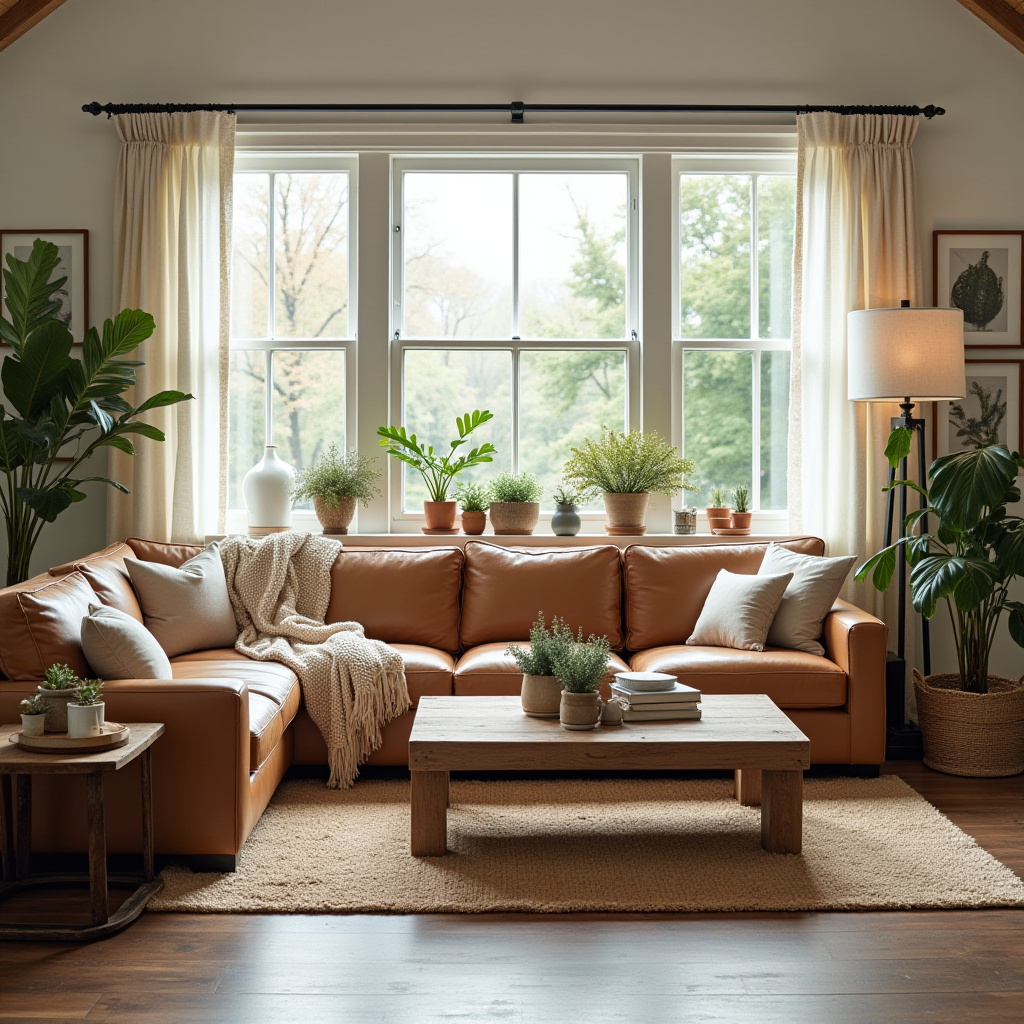 Leather Couch Living Room Farmhouse 22