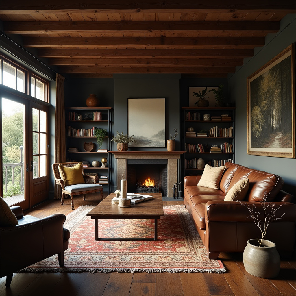 Leather Couch Living Room Farmhouse 24