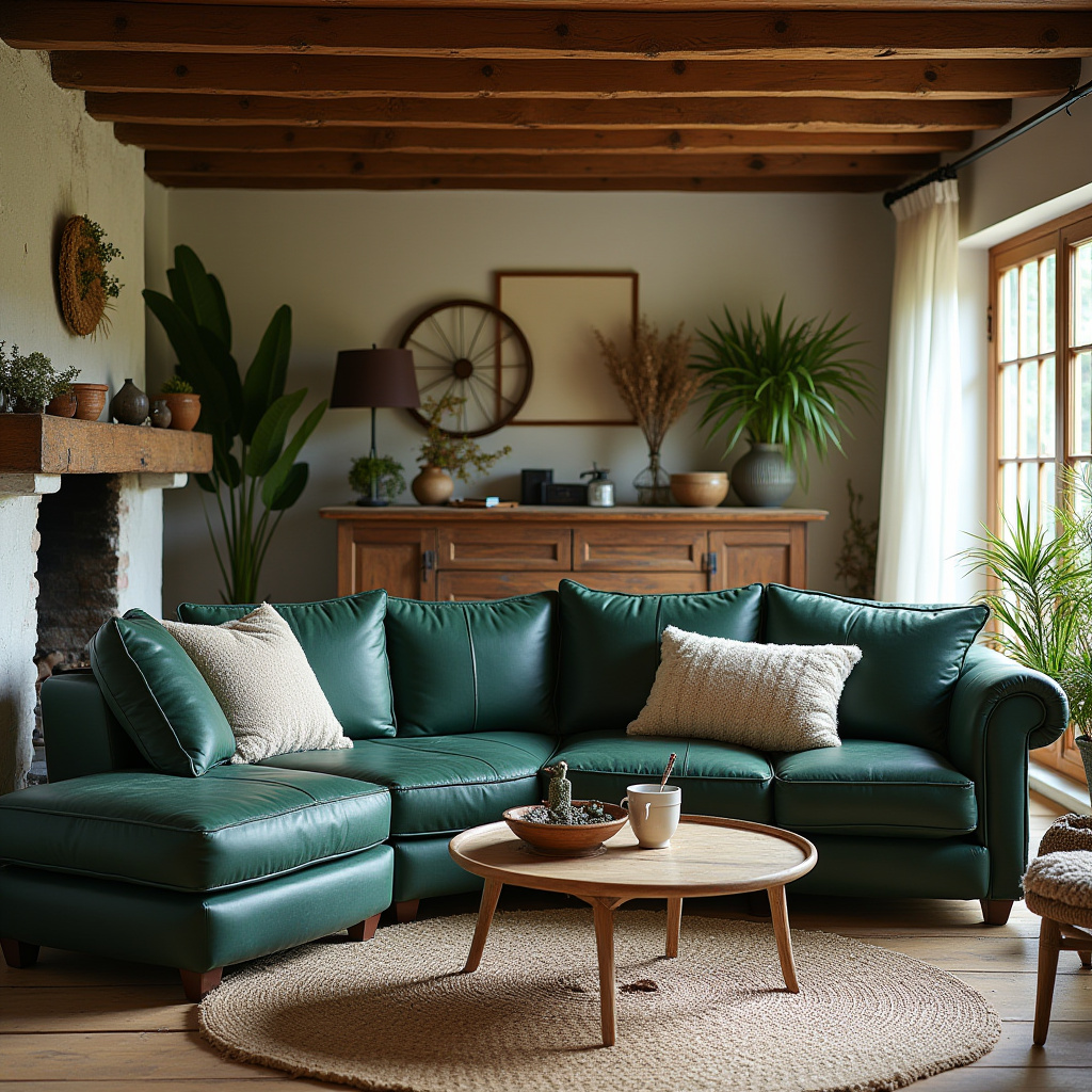 Leather Couch Living Room Farmhouse 27