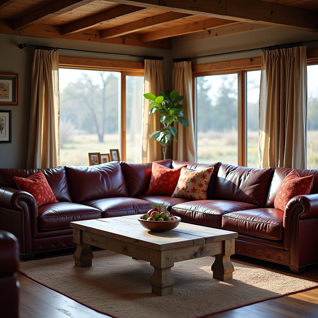 Leather Couch Living Room Farmhouse 30