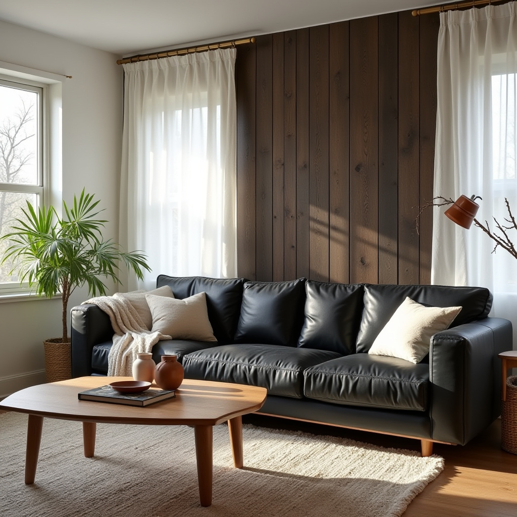 Leather Couch Living Room Farmhouse 8