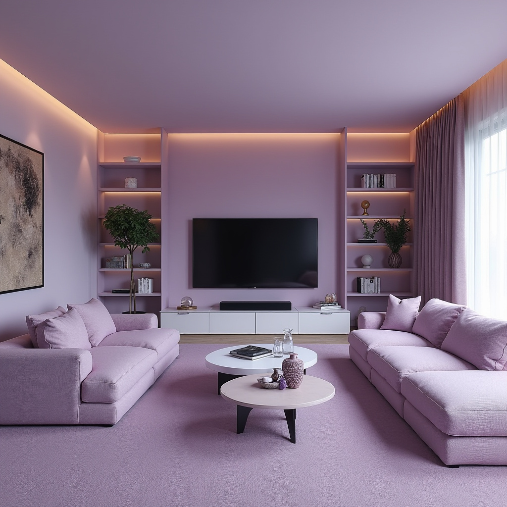Lilac Living Room Ideas 26