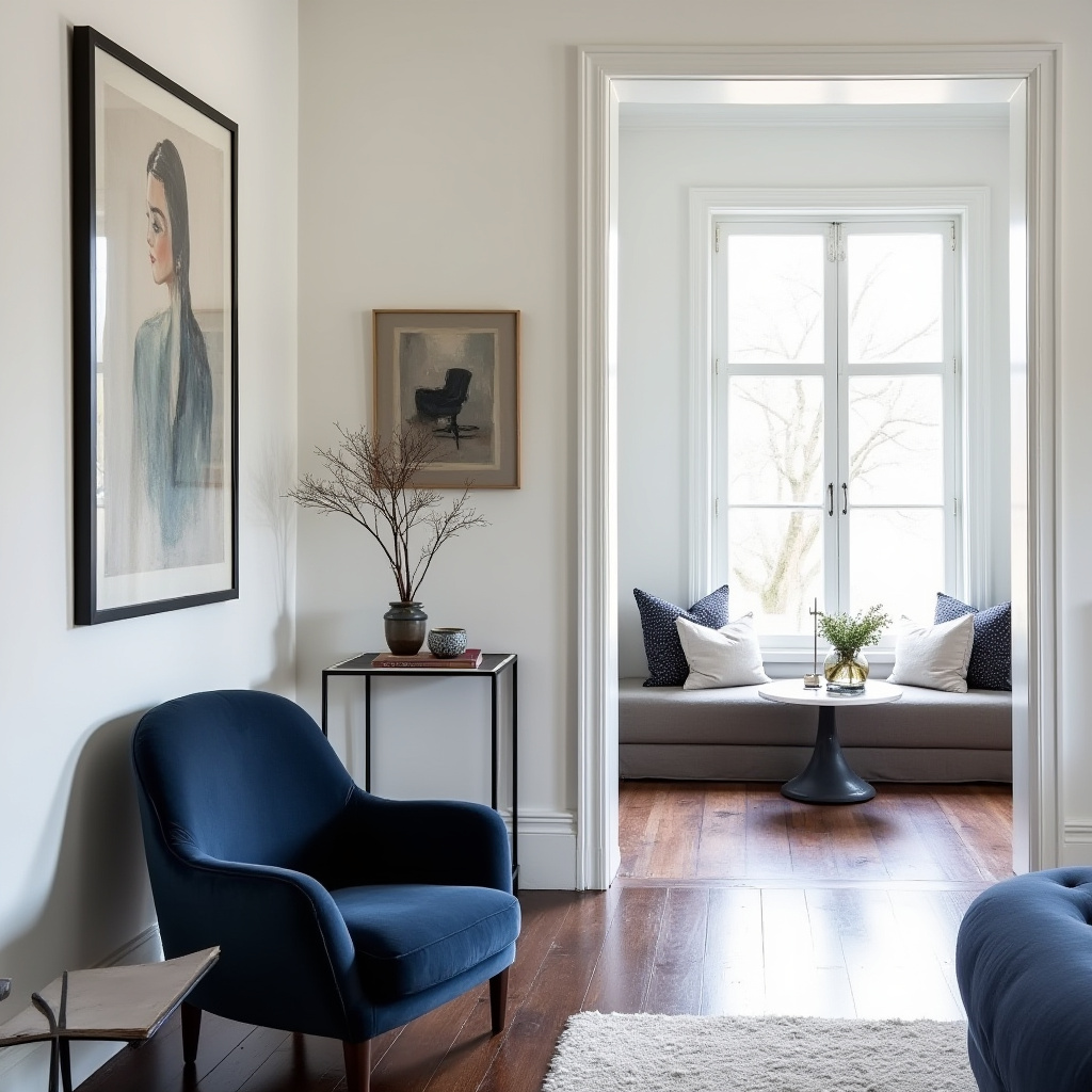 Moody Living Room White Walls 2