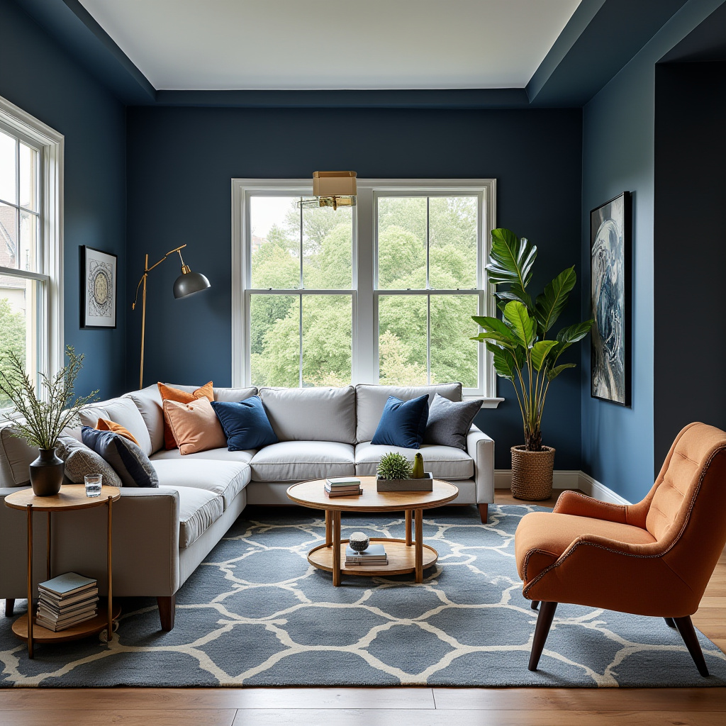 Navy Walls Living Room 11