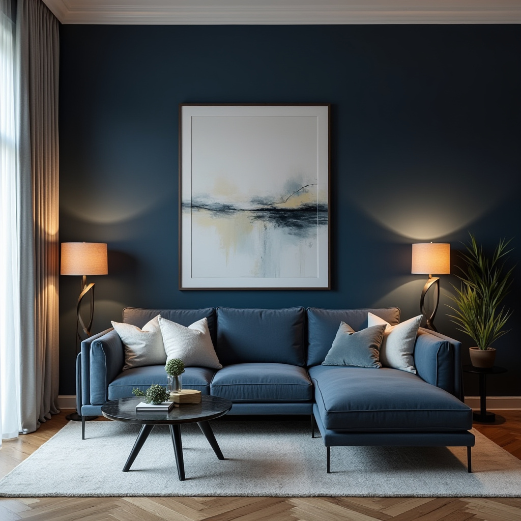 Navy Walls Living Room 12