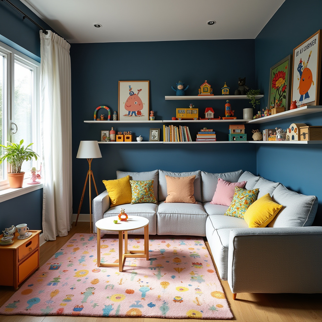 Navy Walls Living Room 13