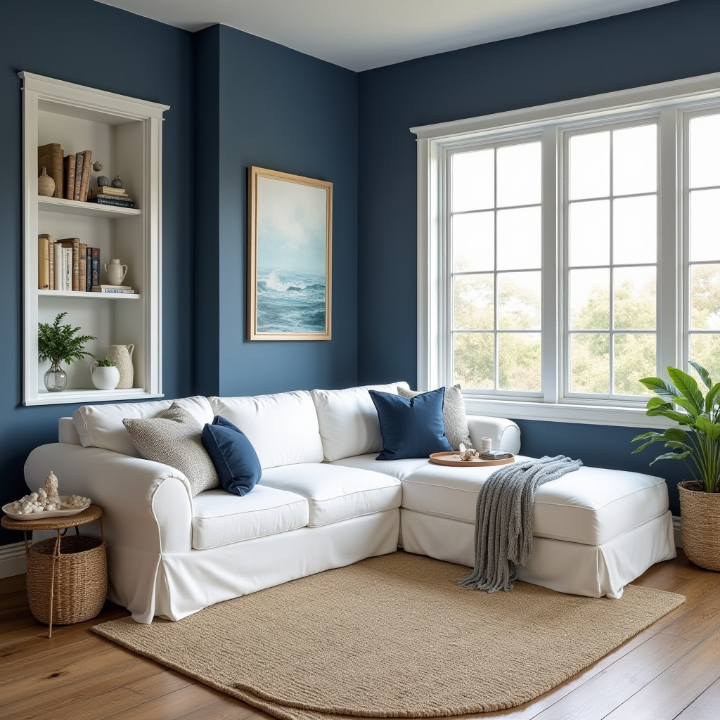 Navy Walls Living Room 17